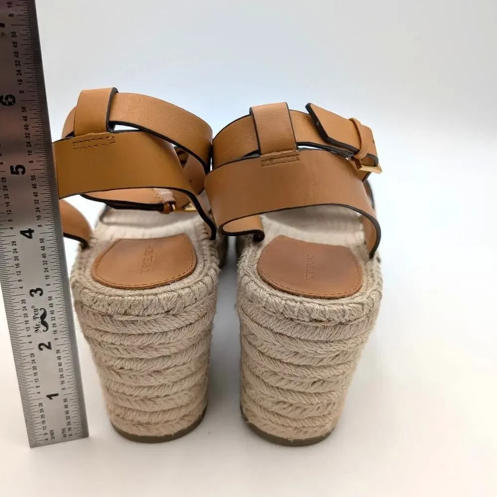 Tory Burch Fisherman Platform Espadrille Sandal Women's Brandy Size US10M EU40.5